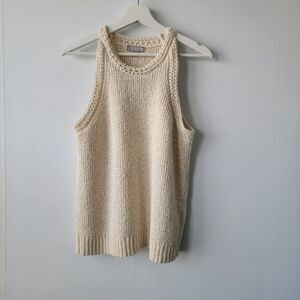 J.crew womens High-neck textured pointelle sweater-tank size XL boho